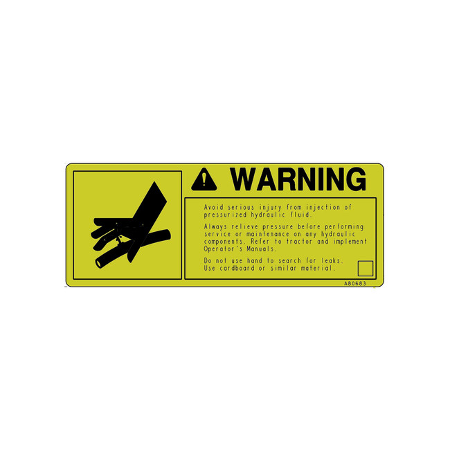 John Deere A80683 Safety Sign, Sign, Warning, Hydraulic Inje | RDO