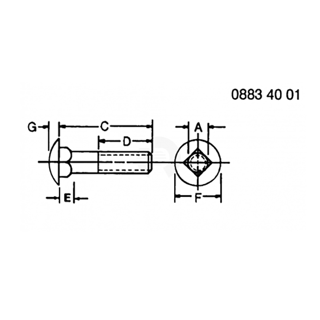 John Deere 03M7185 Bolt, Round Head Square Short Neck
