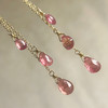 14KGF Pink Tourmaline + Freshwater Pearl Drop Earrings
