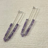 Handmade Long Slender Hoops with Genuine Amethyst