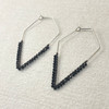 Extra Large Handmade Diamond Shaped Hoops with Black Spinel