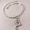 Heavy Duty "Old School Initial" Pearl + Square Wire Link Necklace or Wrap-Around Bracelet