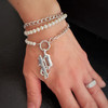 Light-Weight "Old School Initial" Pearl + Bezeled Curb Chain Necklace/Wrap-Around Bracelet