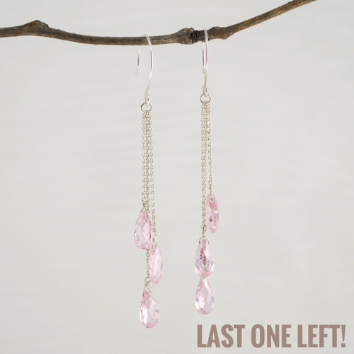 CLEARANCE! Light Pink CZ Triple Drop Earrings--60% OFF