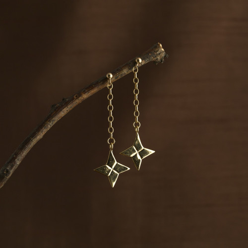 Gold Vermeil Origami Shuriken Ninja Star Earrings