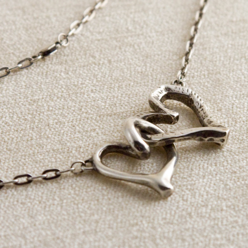 "Opposites Attract" Double Heart Link Necklace