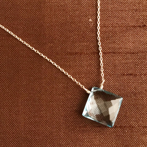 Limited Item:  Cushion Cut Blue Topaz Necklace