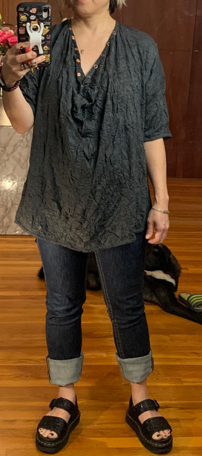 51inc Sample Sale for WK:  Crinkle Snap Top in Navy or Anthracite