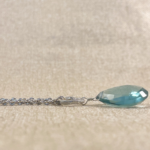 Genuine Blue Topaz Necklace with Round "Rough Around the Edges" Pendant Genuine Blue Topaz Necklace with Round "Rough Around the Edges" Pendant
