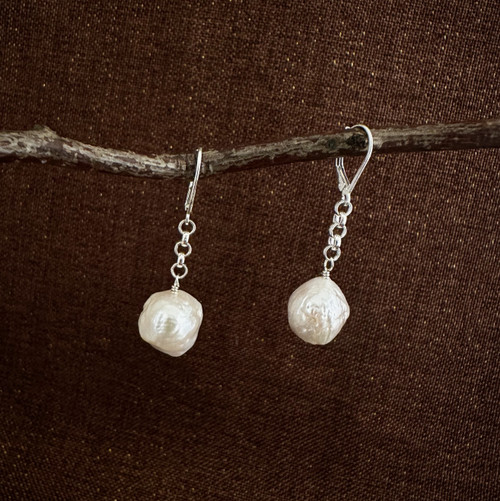 Freshwater Pearl Polka Dot Short Drop Earrings