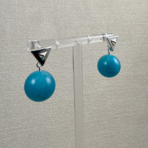 Genuine Amazonite  Droplet Earrings with Triangle Posts