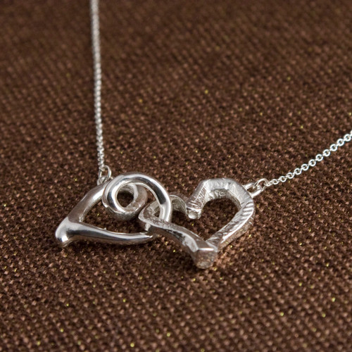 Sample Sale: "Opposites Attract" Double Heart Link Necklace