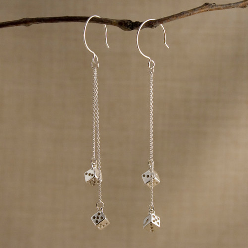 Longer Drops (1.5" & 2" Chains) with Round Hoop Earwire, Black Dots