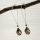 Smokey Quartz, Faceted Helix Briolette, with Burgundy Swarovski Accent Earring Accessory--hoop earrings are sold separately (10% off with any Earring Accessory purchase)