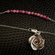 Faceted Ruby Bracelet with Handcrafted Mini Rose