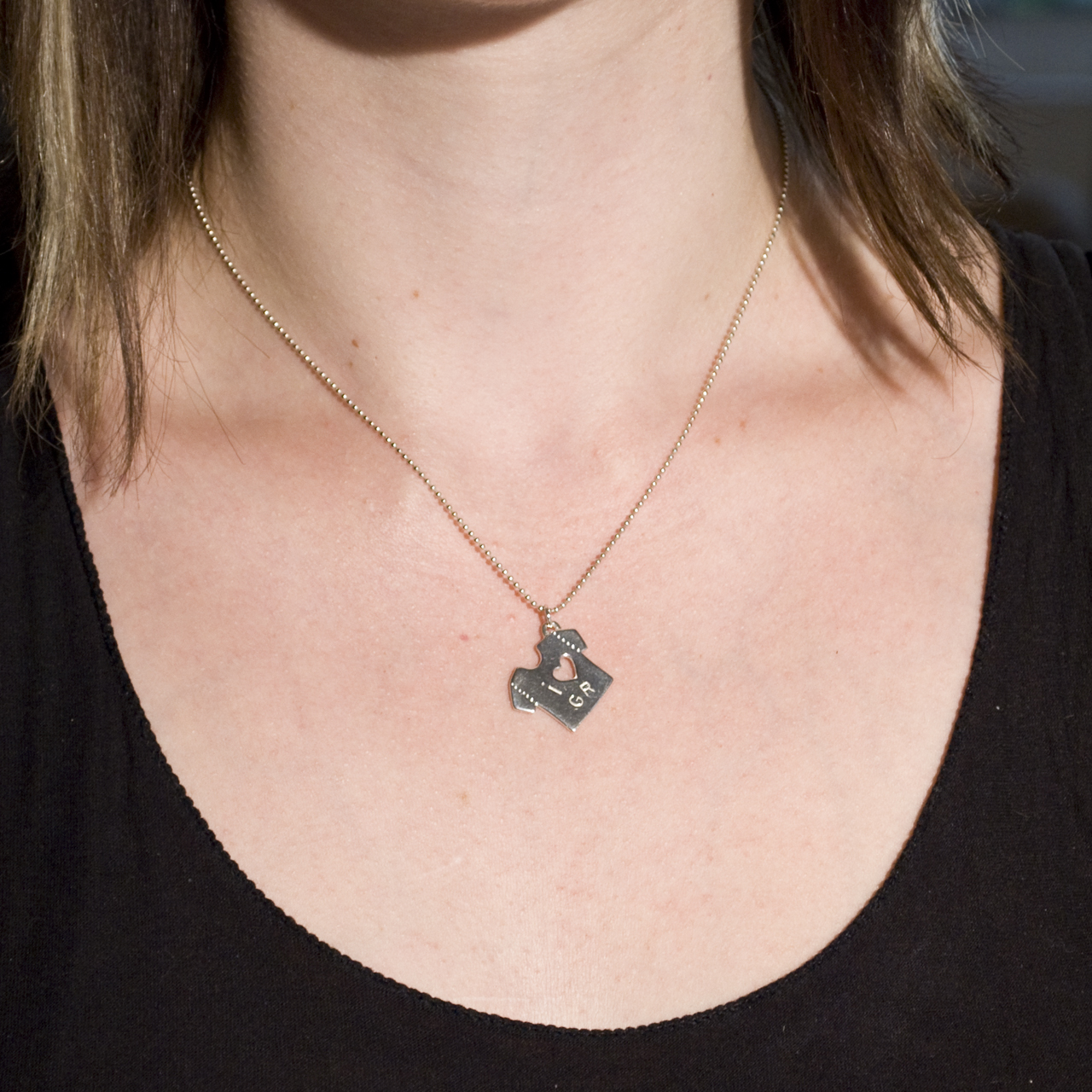 Customized "Sweet Tee" Shirt Necklace Sterling Silver Design