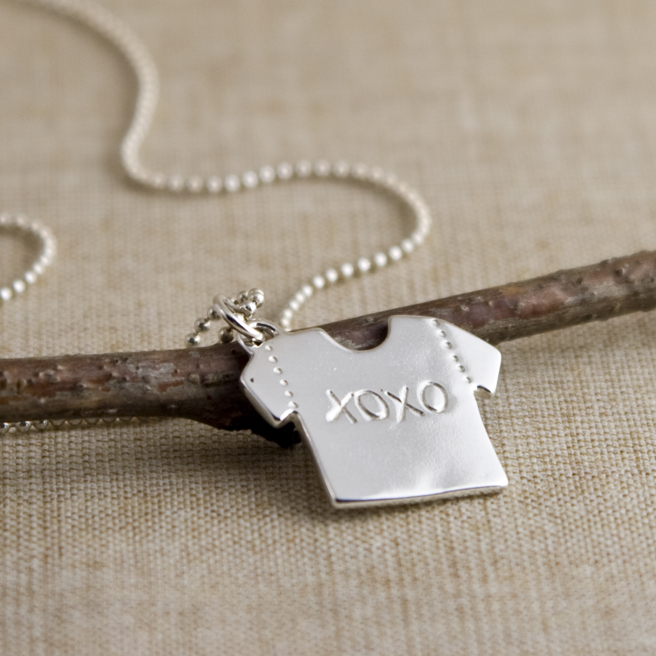 Customized Tee Shirt Necklace Sterling Silver Design