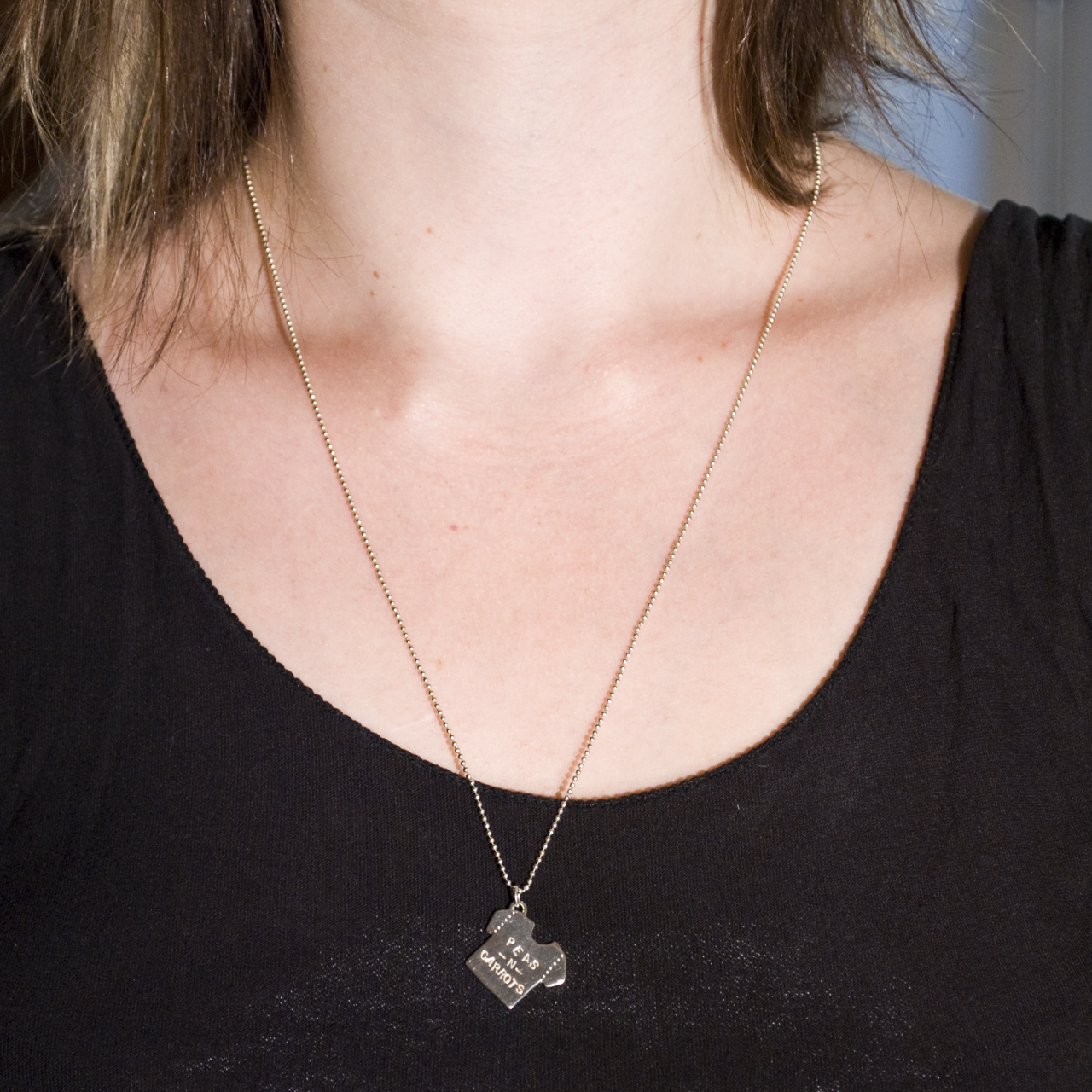 Customized Tee Shirt Necklace Sterling Silver Design