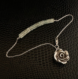 Faceted Aquamarine Bracelet with Handcrafted Mini Rose