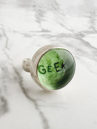 Sample Sale:  Postmodern Candy Ring, Green, "Geek," Adjustable size 4.5-5.5