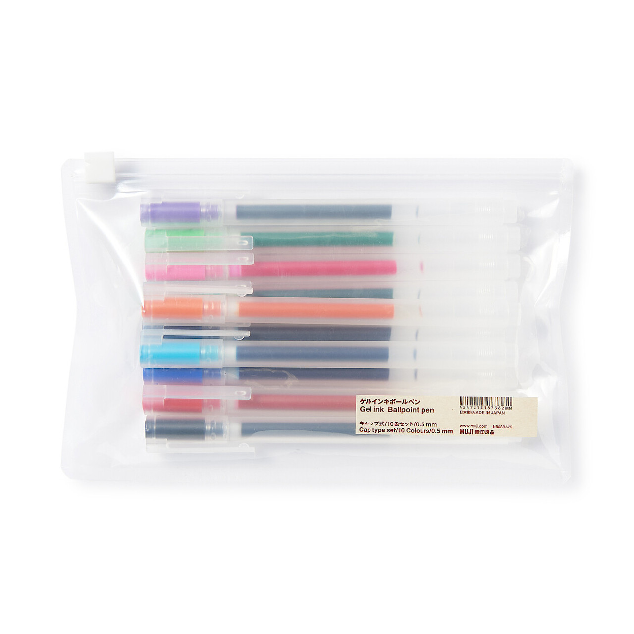 Set 10 penne gel con cappuccio punta 0.5mm vari colori