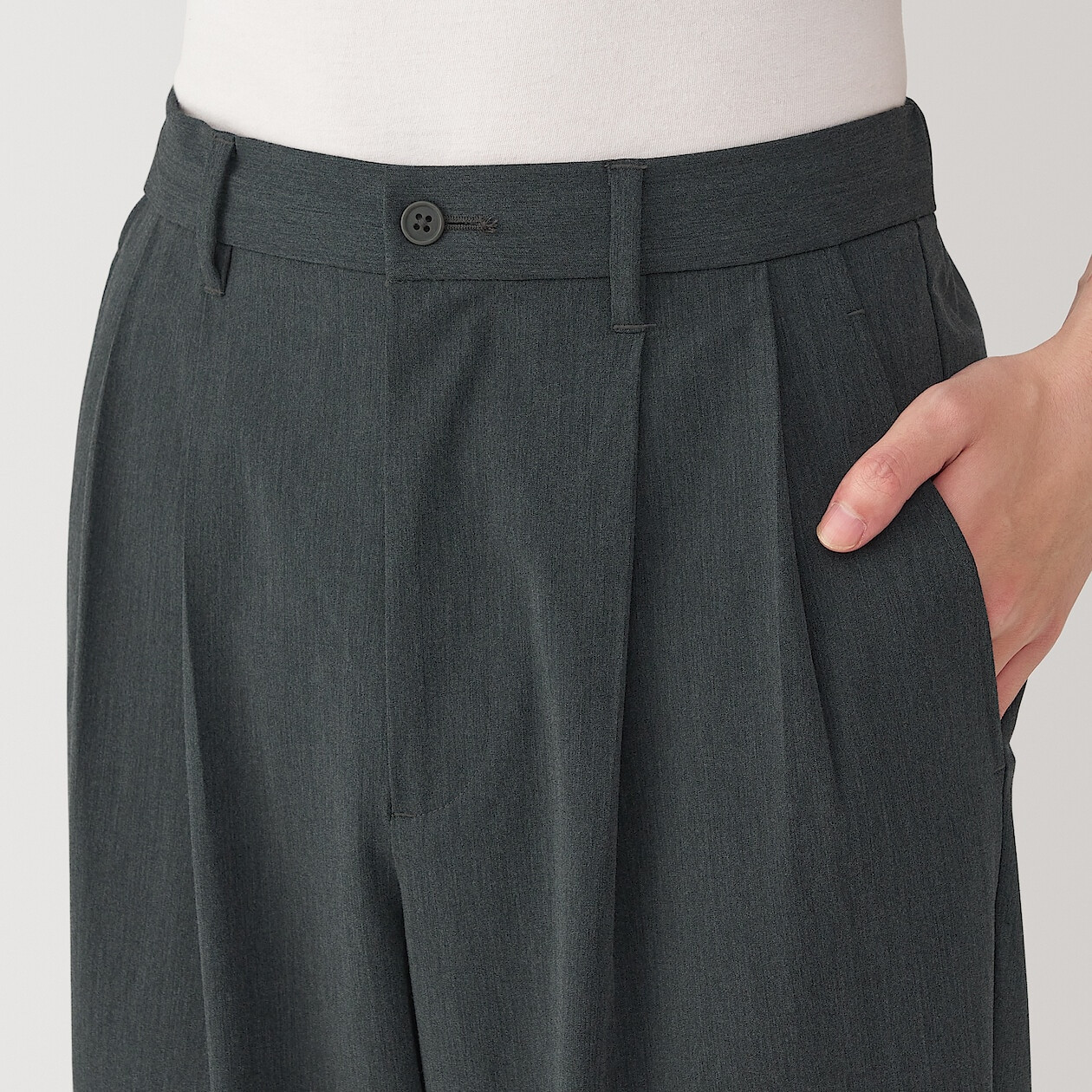 Pantaloni da uomo a gamba larga con piega facile da indossare MUJI