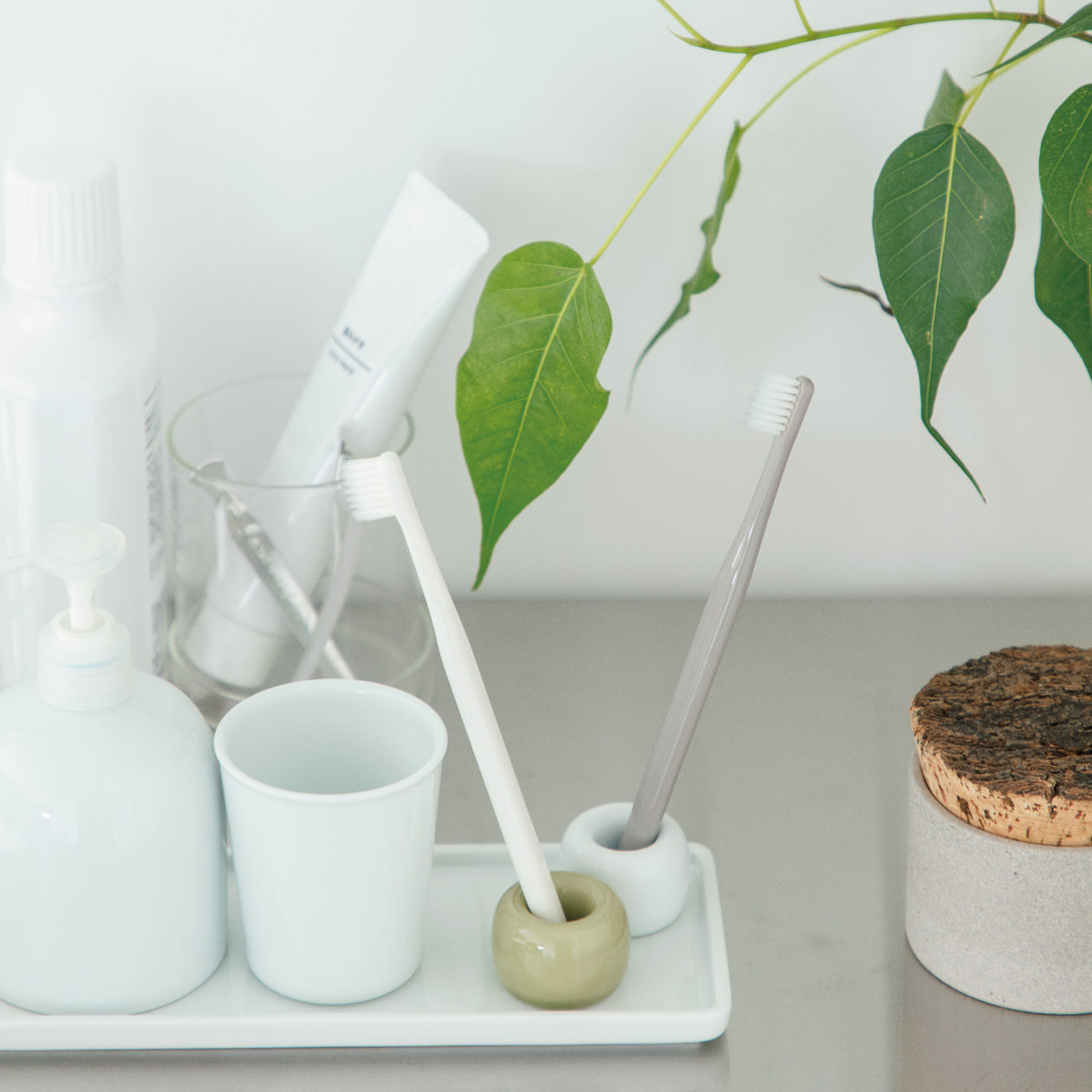 Mini Portaspazzolino In Ceramica Per Bagno E Ufficio - Set Da 2 Pezzi, Nero - Porta Rasoio E Portapenne