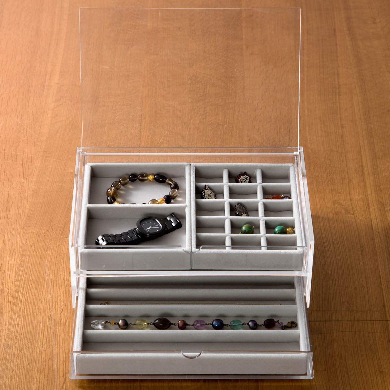 Umilife Organizer Per Cassetti Cucina In Bambù – 7 Scomparti, Extra Profondo 6,1 Cm, Piedini Antiscivolo