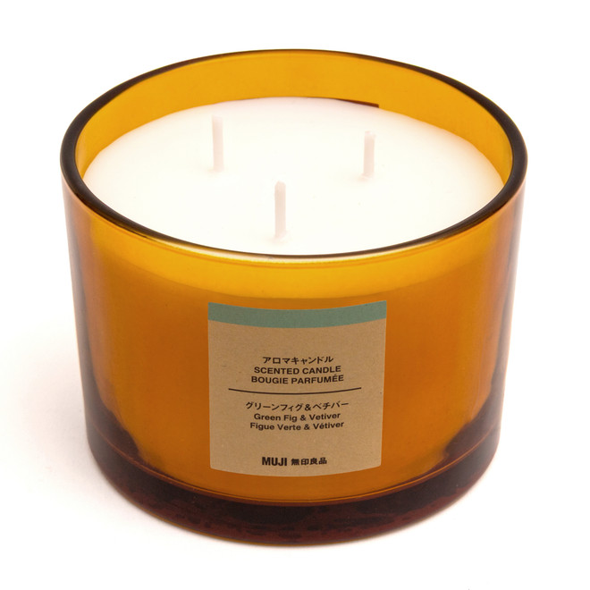 Candela fico verde e vetiver, 3 stoppini