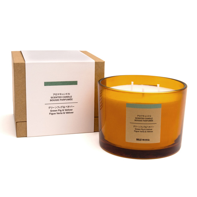 Candela fico verde e vetiver, 3 stoppini