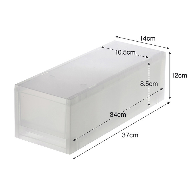 Cassetto portaoggetti impilabile traslucido - [14 x 37 cm] - Altezza 12 cm