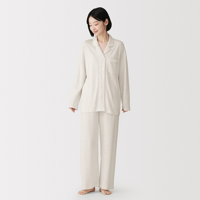 Set pigiama a maniche lunghe in doppia maglia da donna