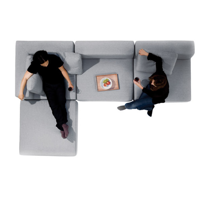 Unità divano modulare poggiapiedi ‐ grigio chiaro