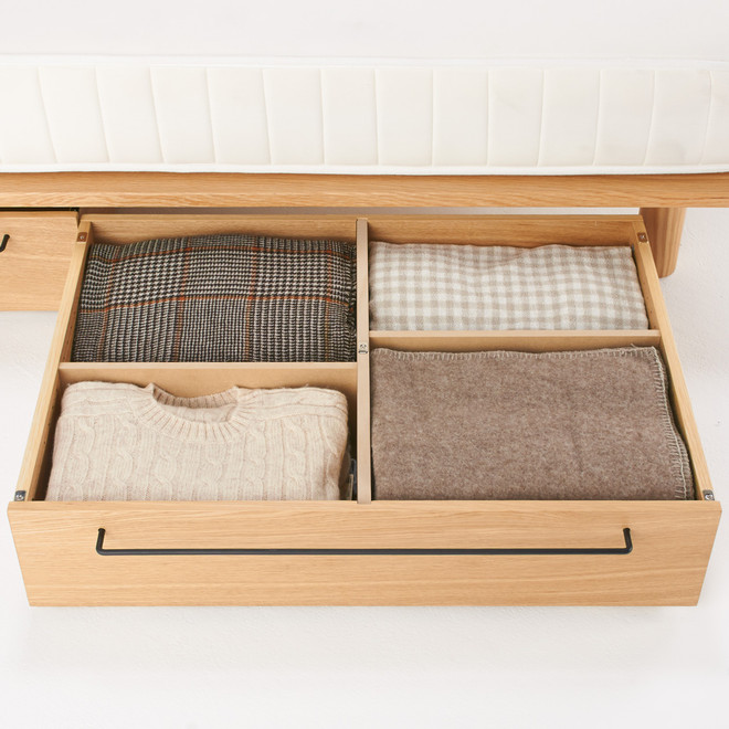 Cassetto sottoletto in quercia per letto piattaforma ‐ Small 19 cm