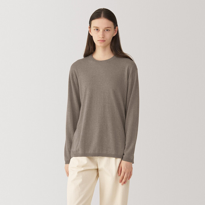 Maglione da Donna in Cachemire Non Tinto con Collo Giro