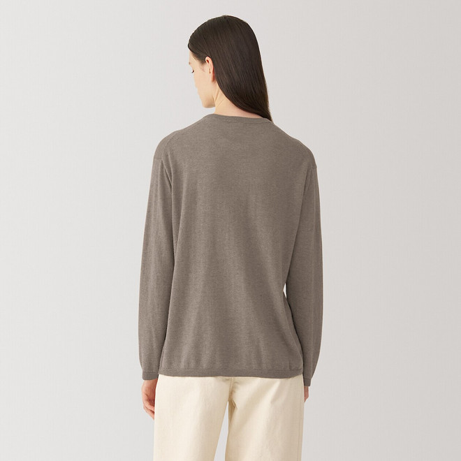 Maglione da Donna in Cachemire Non Tinto con Collo Giro