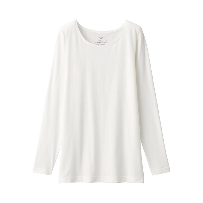 T‐shirt a maniche lunghe in cotone sottile con scollo a crew donna 18344