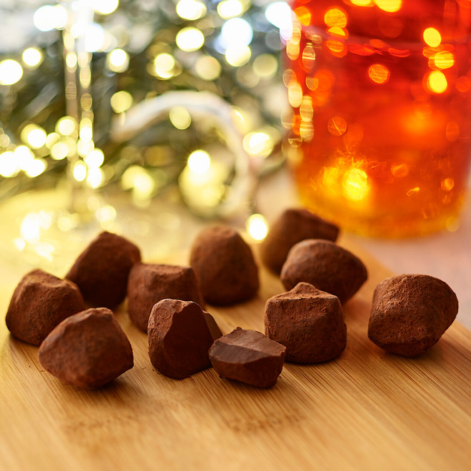 Tartufi al cacao aromatizzati al Marc de Champagne