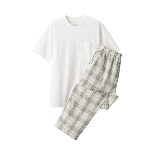 Completo da casa con pantaloni in doppia garza da uomo