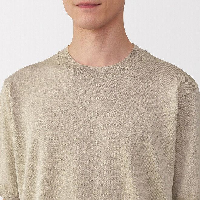 Maglia girocollo a maniche corte in mix canapa da uomo