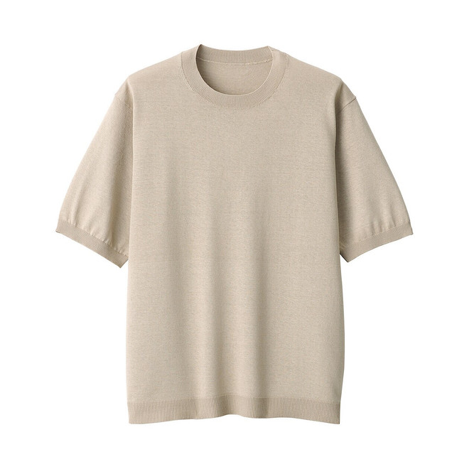 Maglia girocollo a maniche corte in mix canapa da uomo