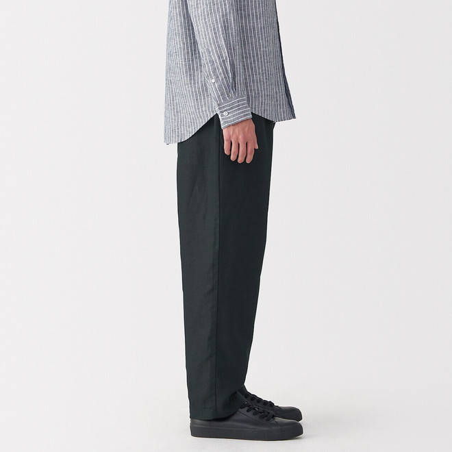 Pantaloni a gamba dritta con pieghe mix canapa da uomo