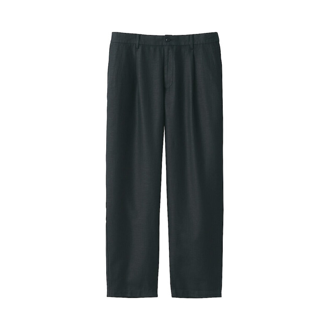 Pantaloni a gamba dritta con pieghe mix canapa da uomo
