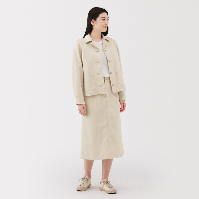 Gonna svasata in denim misto kapok da donna ‐ Ecru