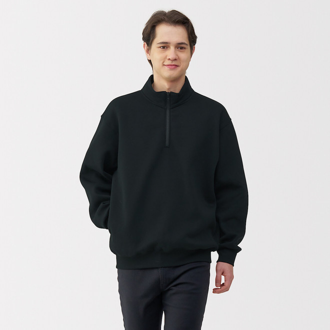 Felpa con mezza zip in misto cotone da uomo