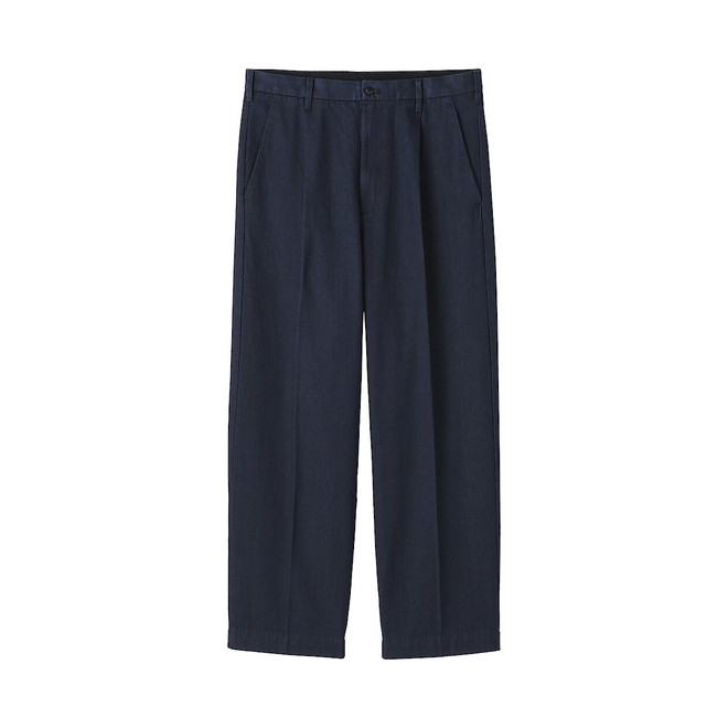 Pantaloni chino infigo da uomo a gamba larga con pieghe sul davanti