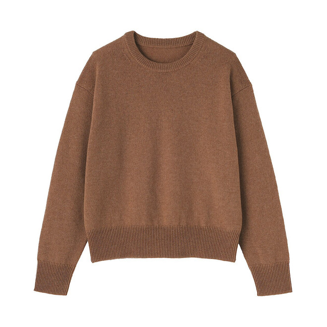 Maglione in lana a maglia media con collo rotondo per donna