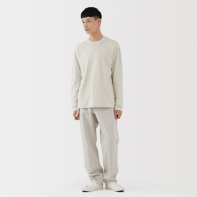 T‐shirt a maniche lunghe in cotone lavorato a maglia tradizionale da uomo