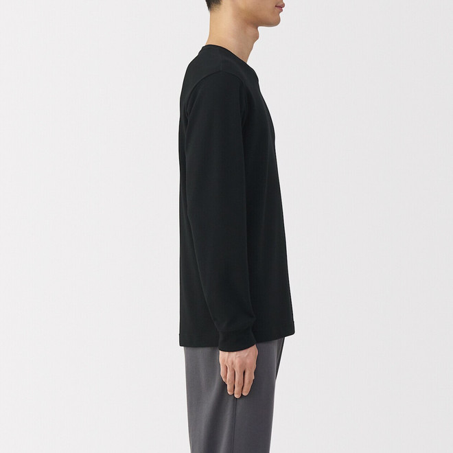 T‐shirt girocollo manica lunga in cotone e lana caldi da uomo