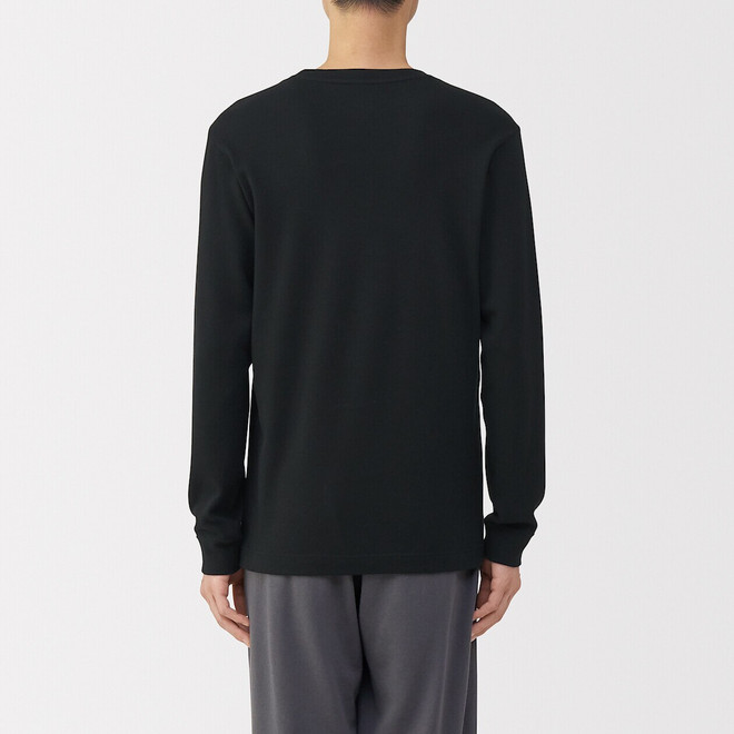 T‐shirt girocollo manica lunga in cotone e lana caldi da uomo
